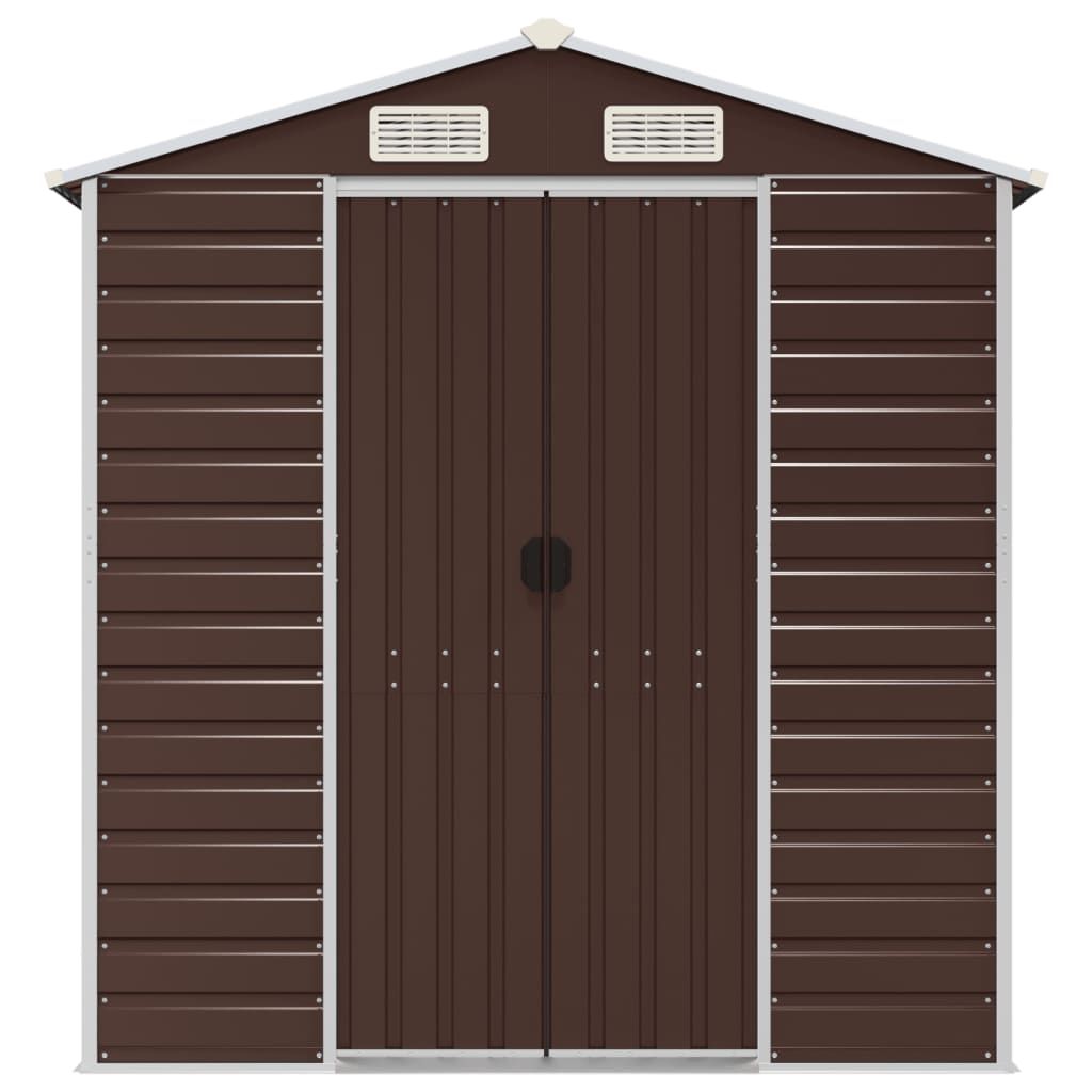 Abrigo de jardim castanho 191x470x198 cm aço galvanizado