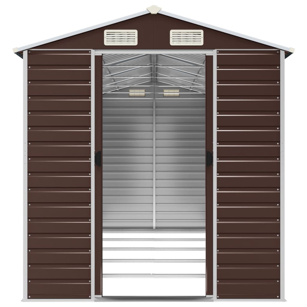 Abrigo de jardim castanho 191x470x198 cm aço galvanizado