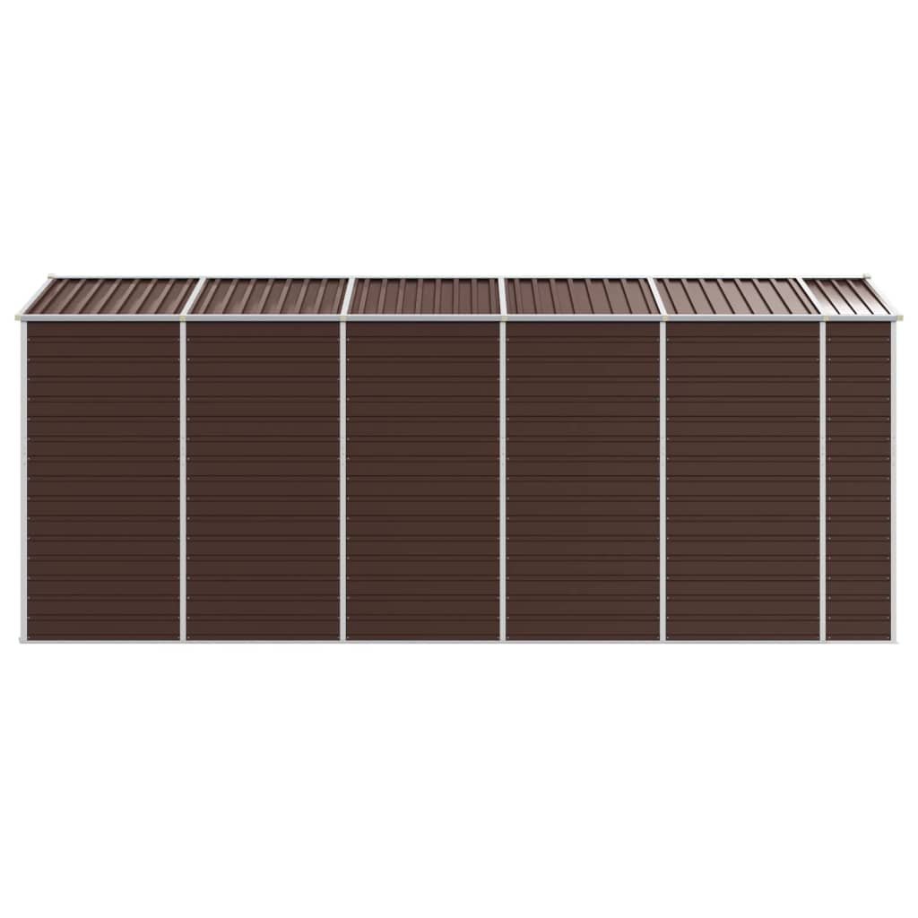 Abrigo de jardim castanho 191x470x198 cm aço galvanizado