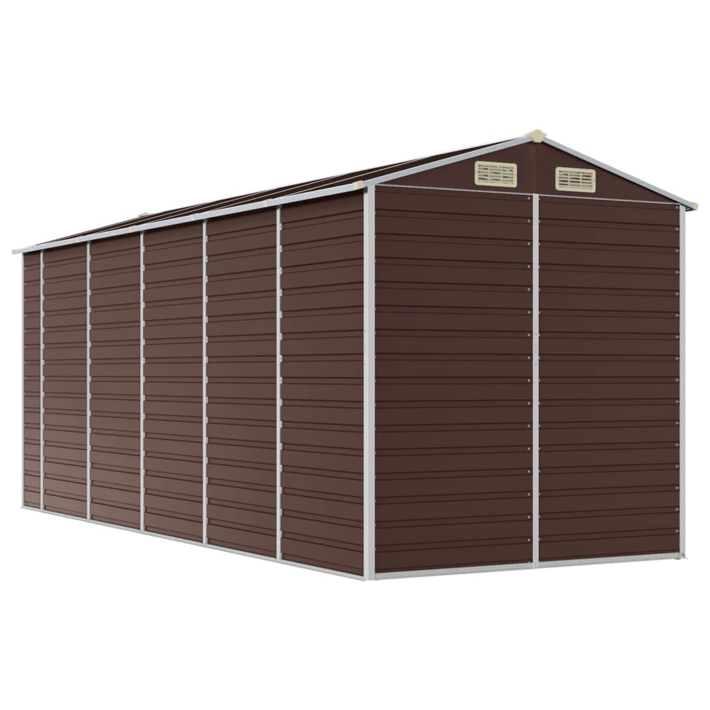 Abrigo de jardim castanho 191x470x198 cm aço galvanizado