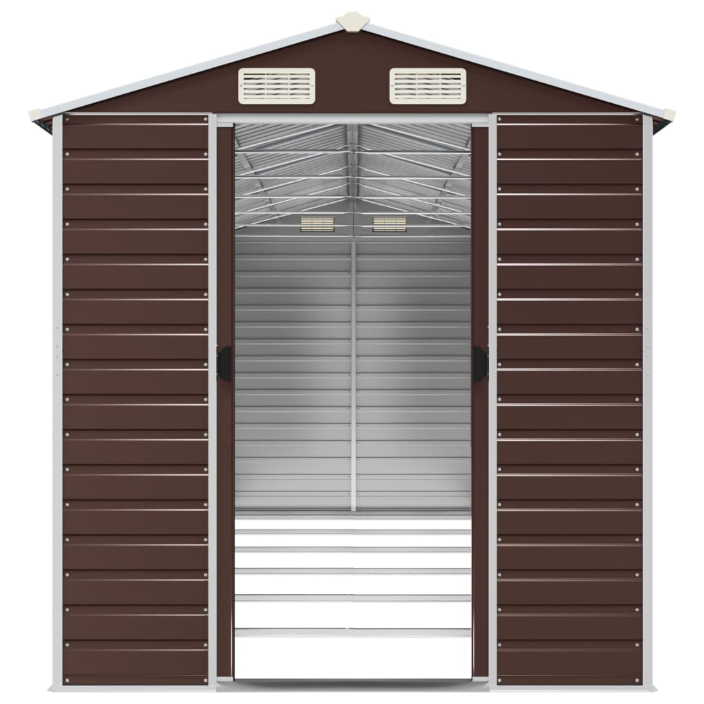 Abrigo de jardim castanho 191x555x198 cm aço galvanizado