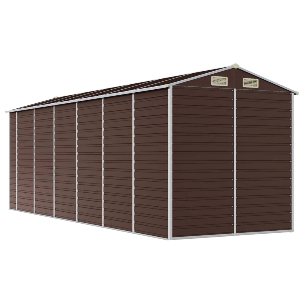 Abrigo de jardim castanho 191x555x198 cm aço galvanizado
