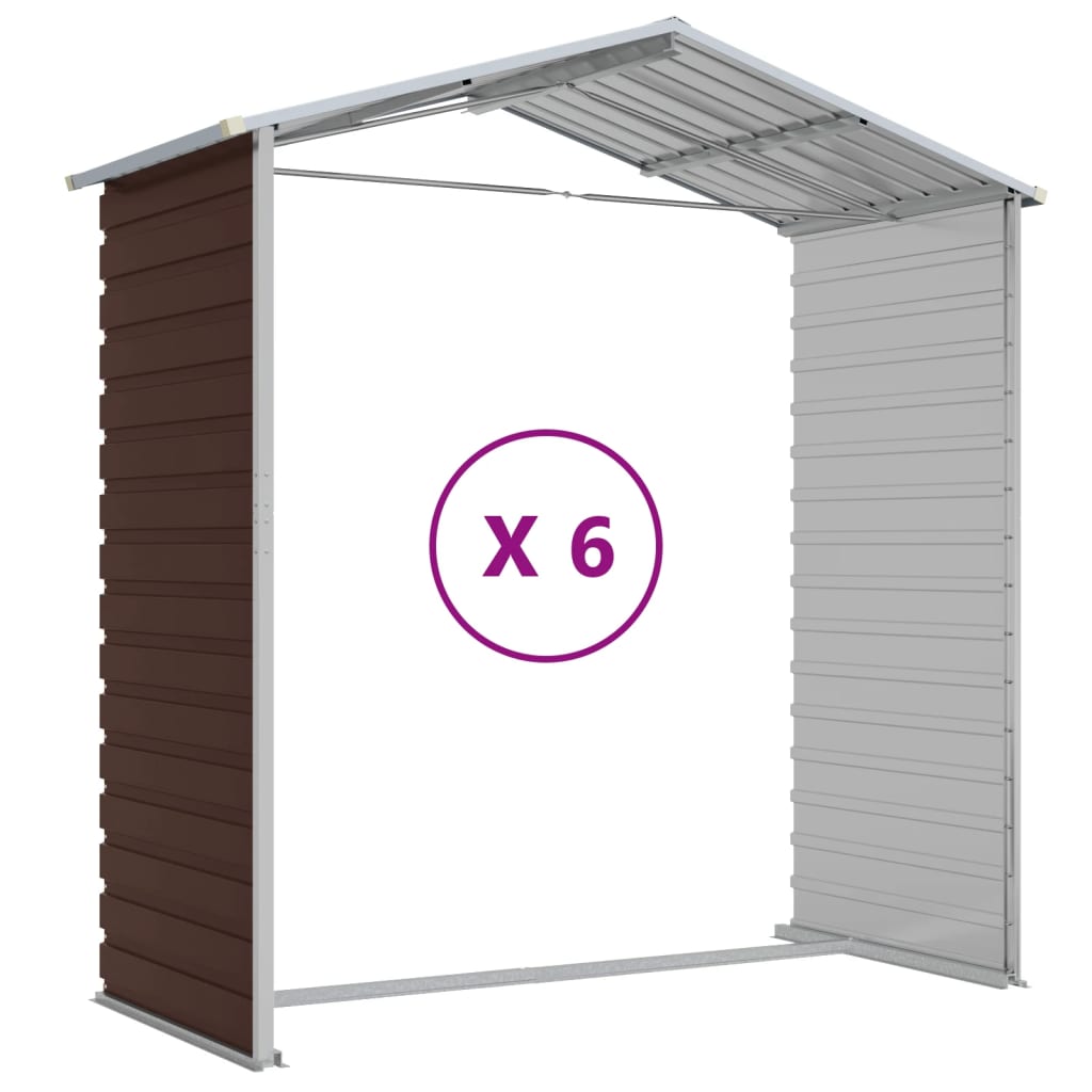 Abrigo de jardim castanho 191x555x198 cm aço galvanizado