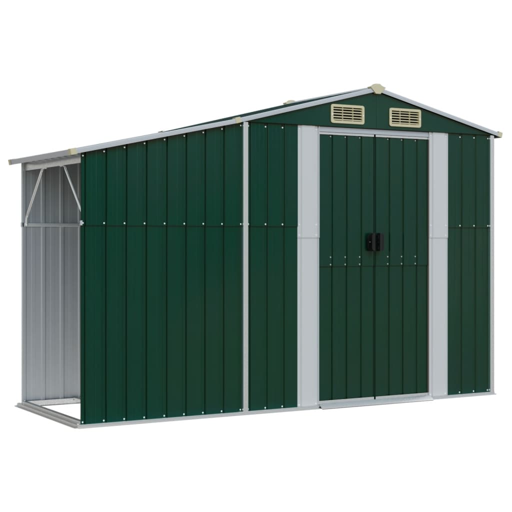 Abrigo de jardim 277x192,5x179 cm aço galvanizado verde