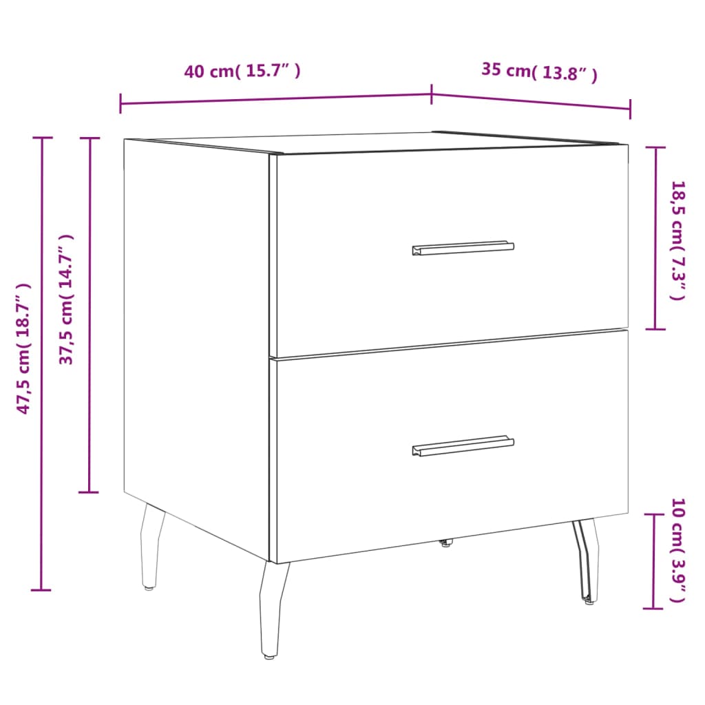 Mesa cabeceira 40x35x47,5 cm derivados madeira sonoma cinza
