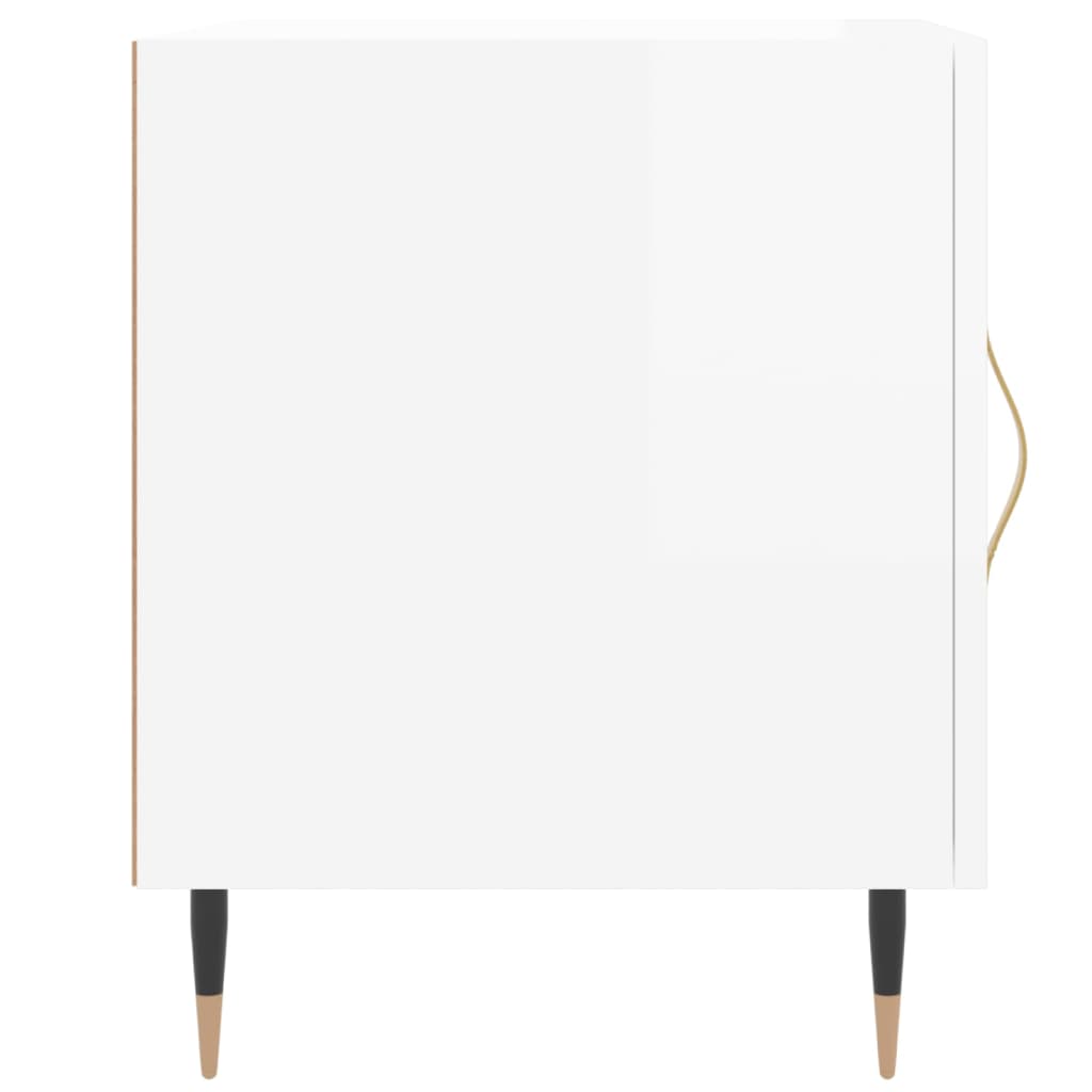 Mesa cabeceira 2pcs 40x40x50cm deriv. madeira branco brilhante
