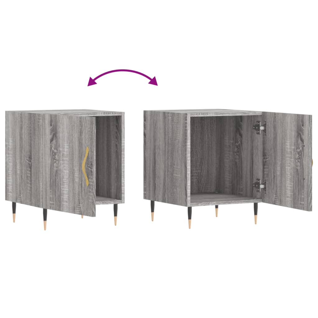 Mesa cabeceira 2pcs 40x40x50 cm madeira processada cinza sonoma