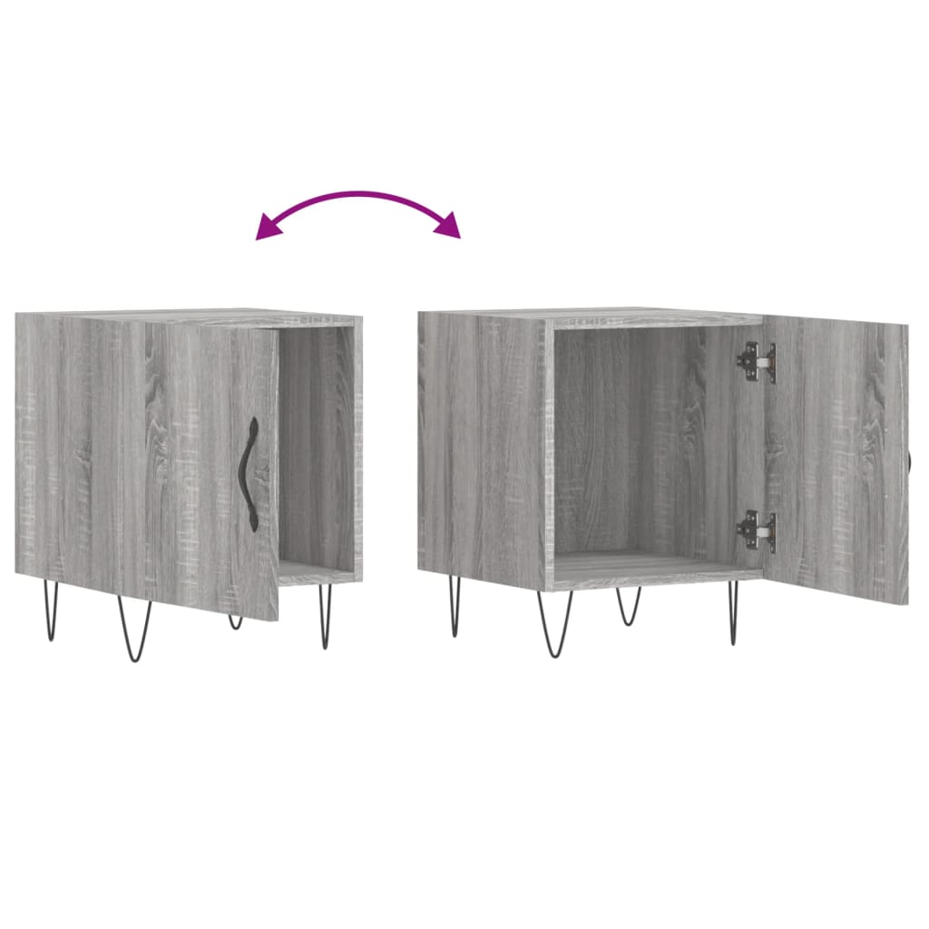 Mesa cabeceira 2pcs 40x40x50 cm madeira processada cinza sonoma