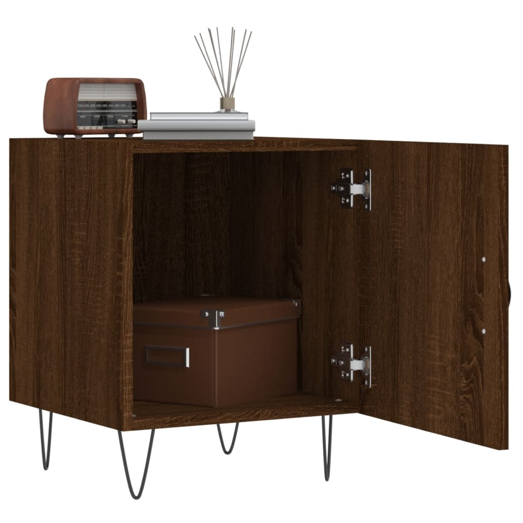 Mesa cabeceira 2pcs 40x40x50cm deriv. madeira carvalho castanho