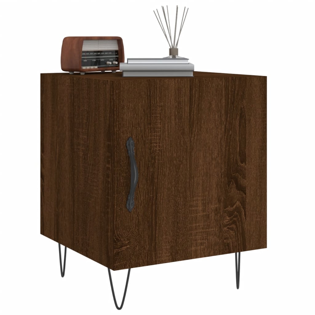 Mesa cabeceira 2pcs 40x40x50cm deriv. madeira carvalho castanho