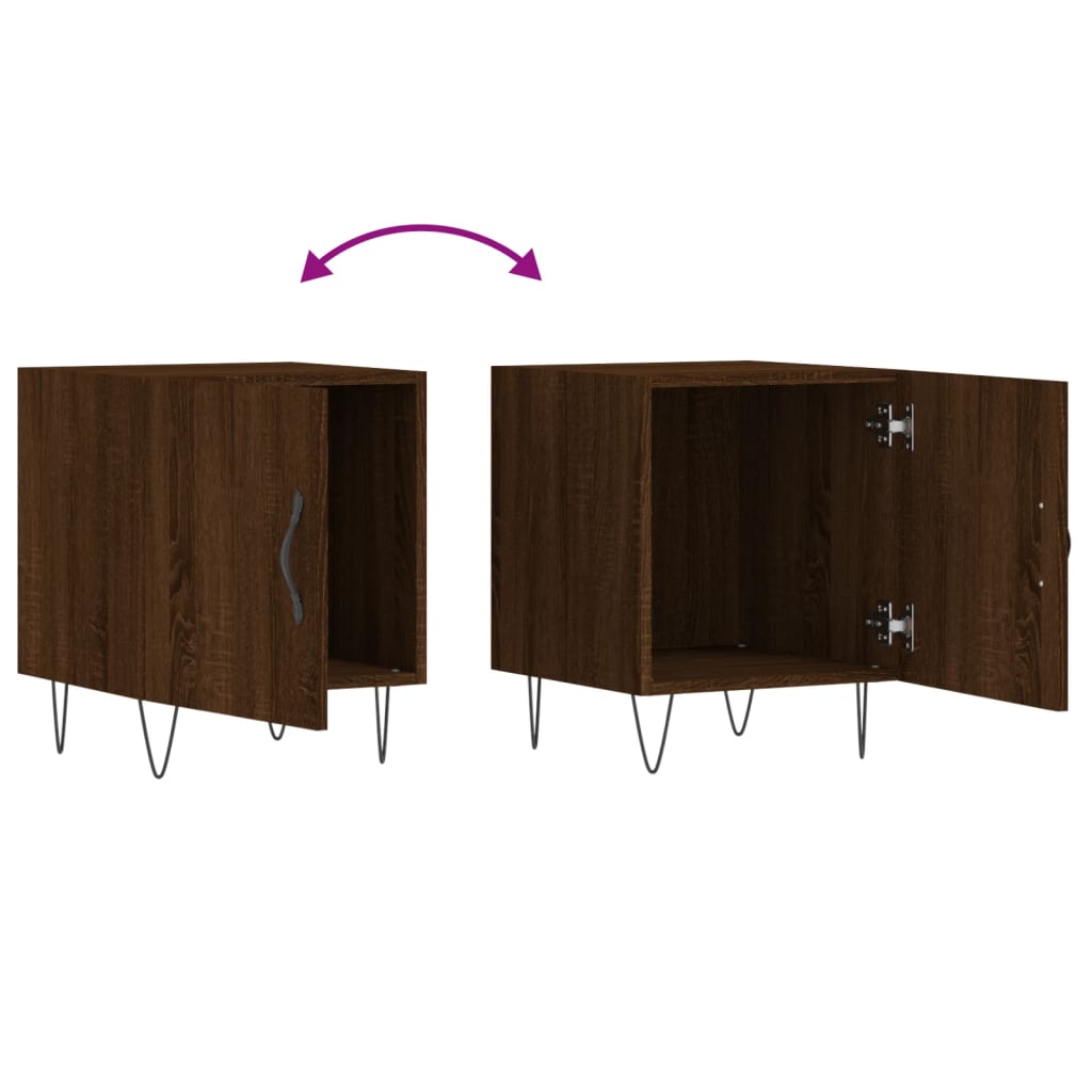 Mesa cabeceira 2pcs 40x40x50cm deriv. madeira carvalho castanho