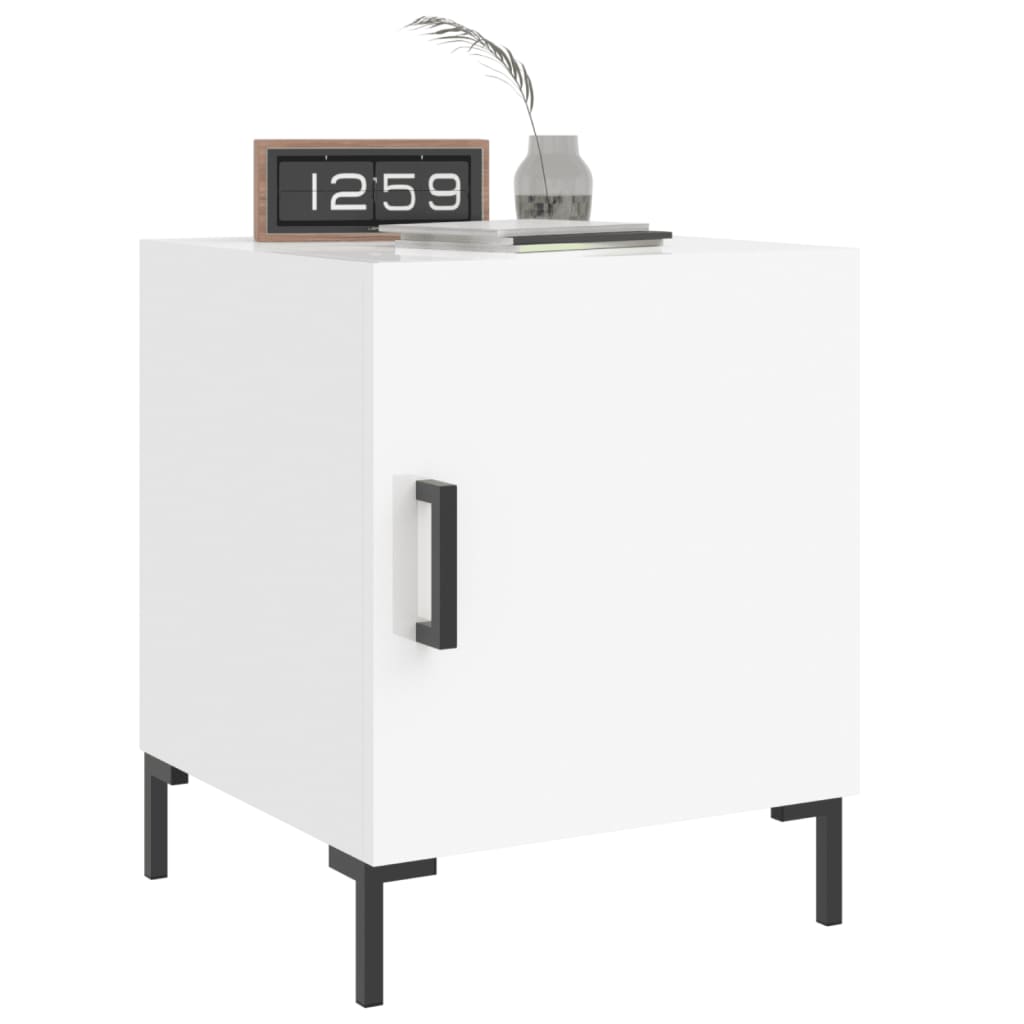 Mesa cabeceira 2pcs 40x40x50cm deriv. madeira branco brilhante