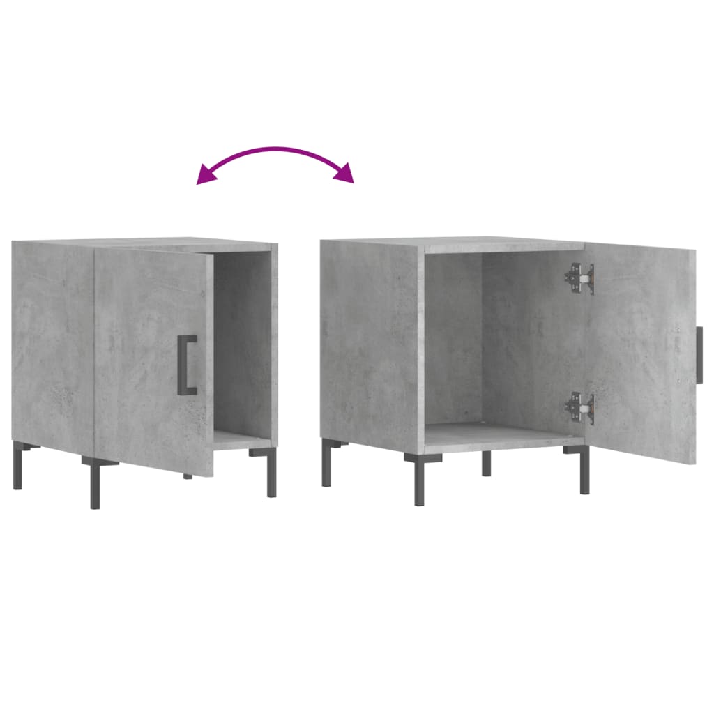 Mesa cabeceira 2pcs 40x40x50 cm derivados madeira cinza cimento