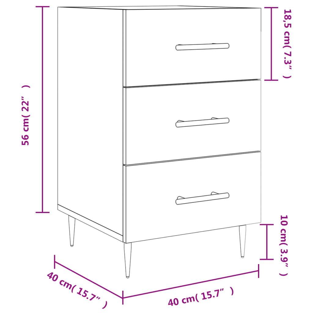 Mesa de cabeceira 40x40x66 cm derivados de madeira branco