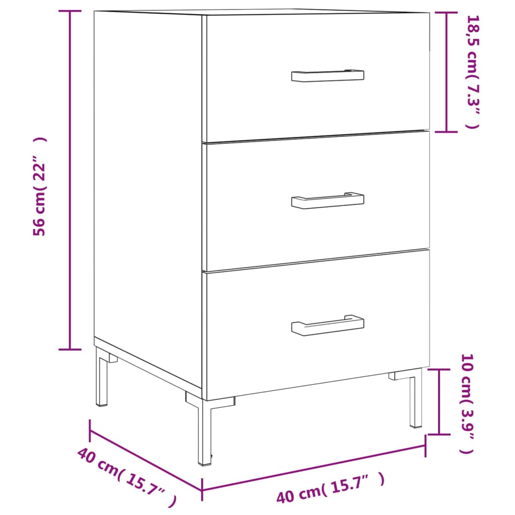 Mesa de cabeceira 40x40x66 cm derivados de madeira branco