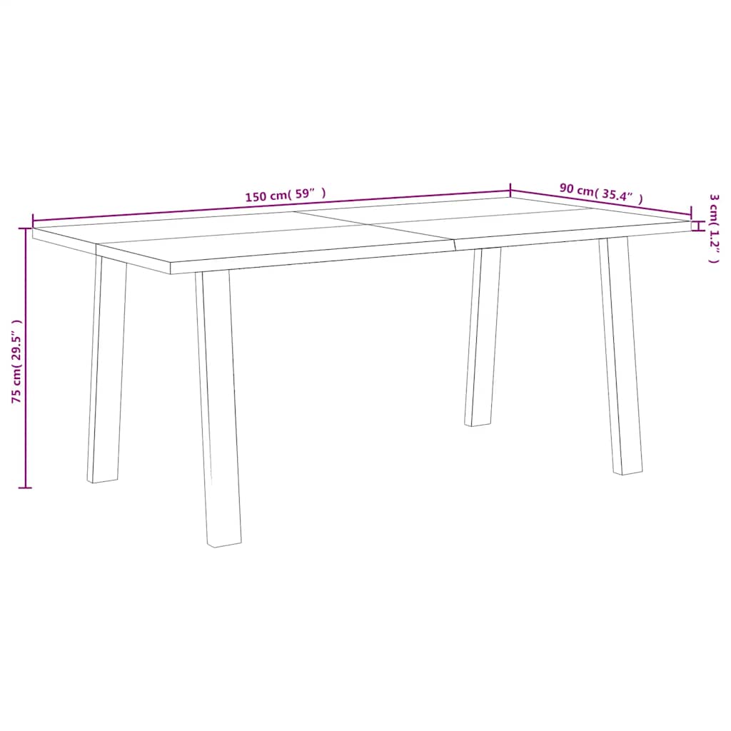 Mesa de jantar 150x90x75 cm madeira de acácia maciça