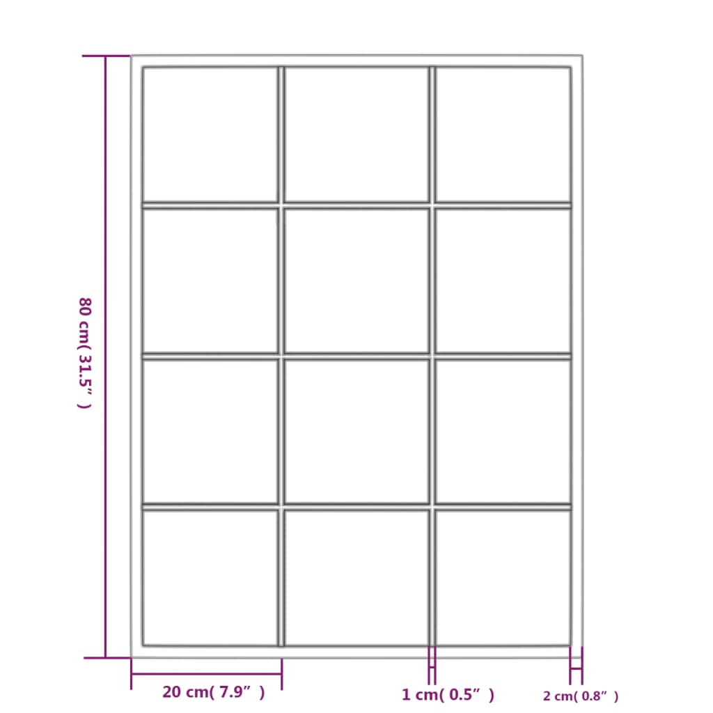 Espelhos de parede 2 pcs 80x60 cm metal preto