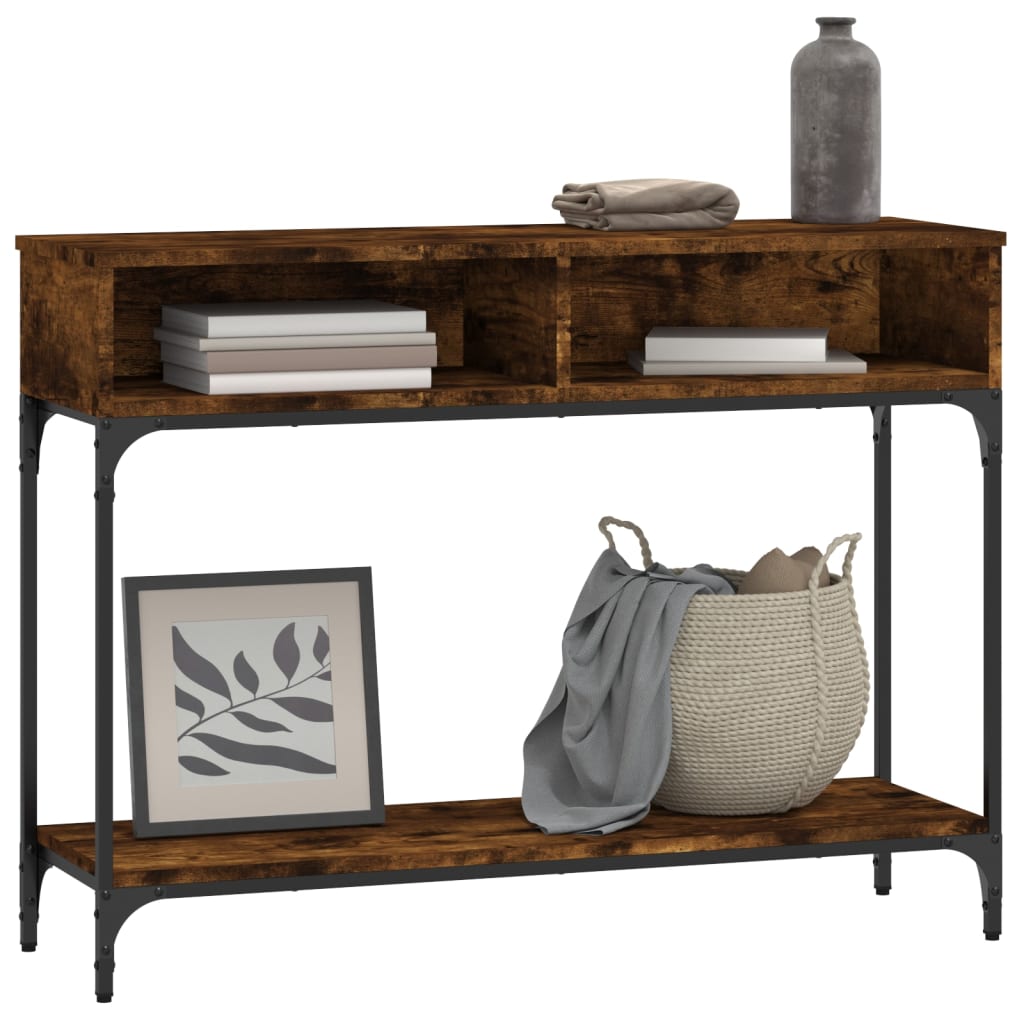Mesa consola 100x30,5x75cm derivados de madeira carvalho fumado