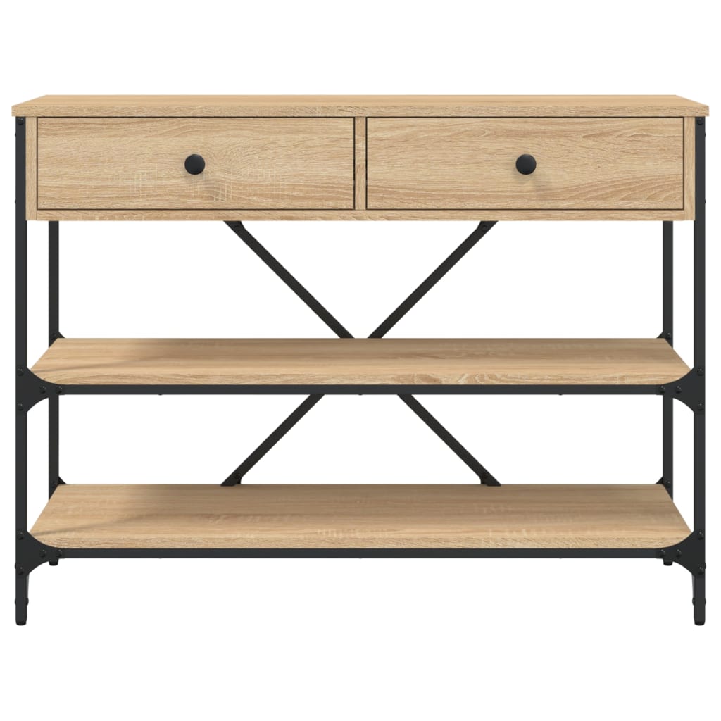 Mesa consola gavetas/prateleiras deriv. madeira carvalho sonoma