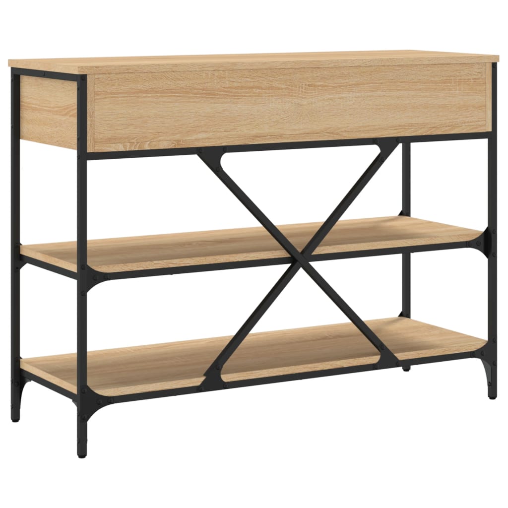 Mesa consola gavetas/prateleiras deriv. madeira carvalho sonoma