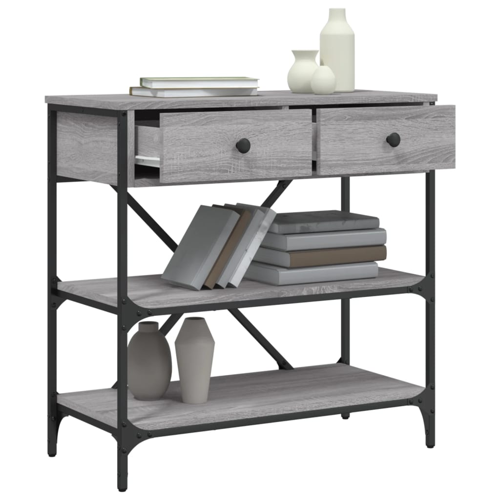 Mesa consola 75x34,5x75 cm derivados de madeira cinzento sonoma