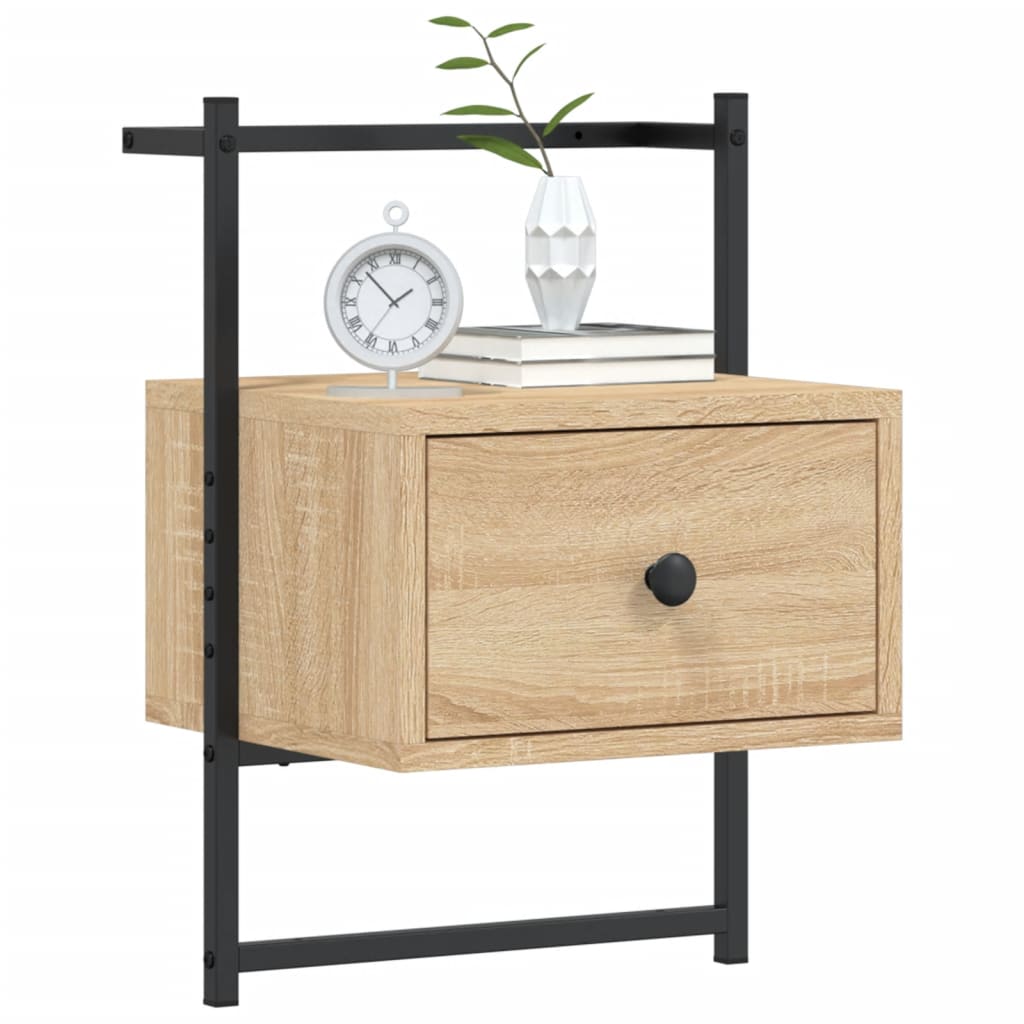 Mesa cabeceira parede 35x30x51cm deriv. madeira carvalho sonoma