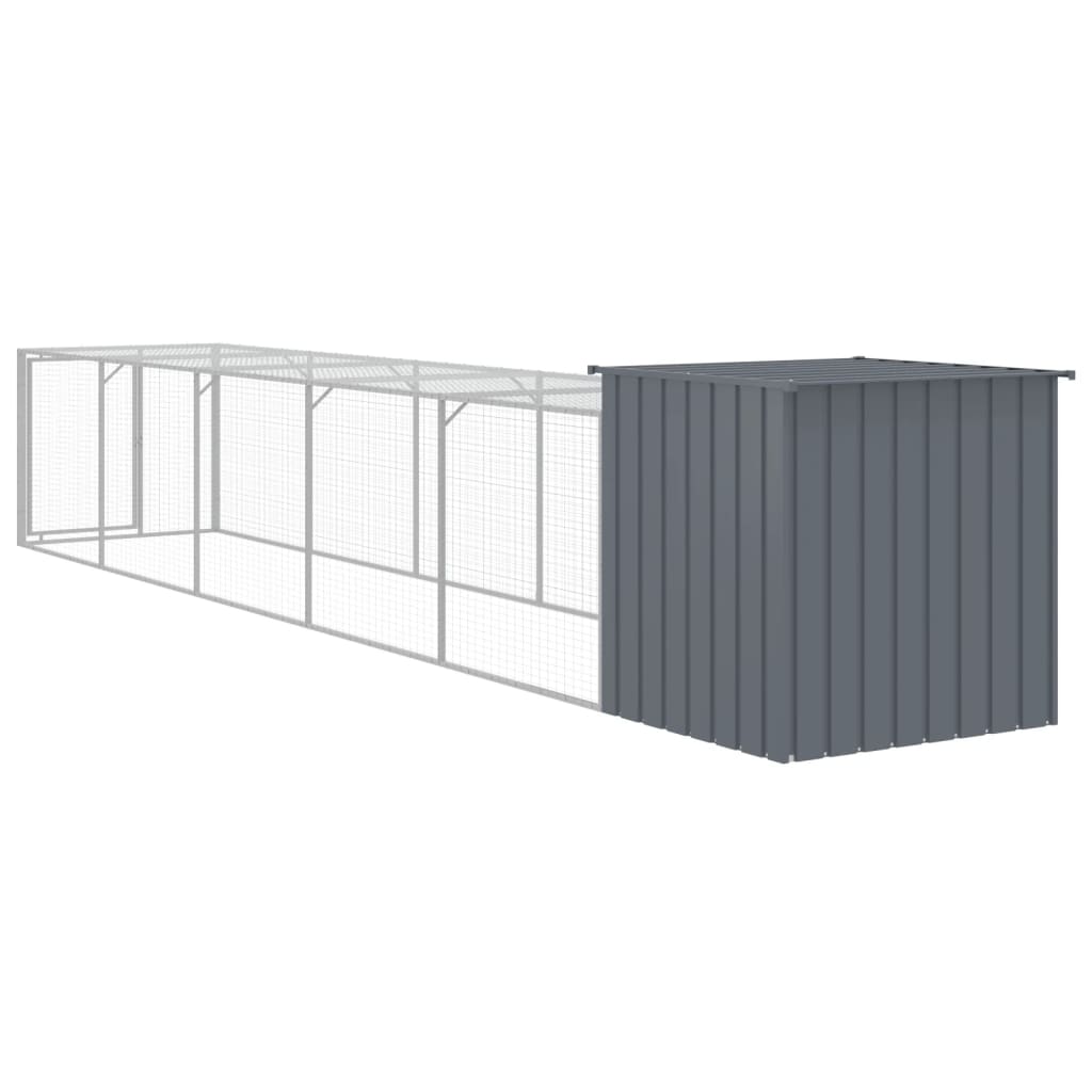 Galinheiro com anexo 110x609x110 cm aço galvanizado antracite