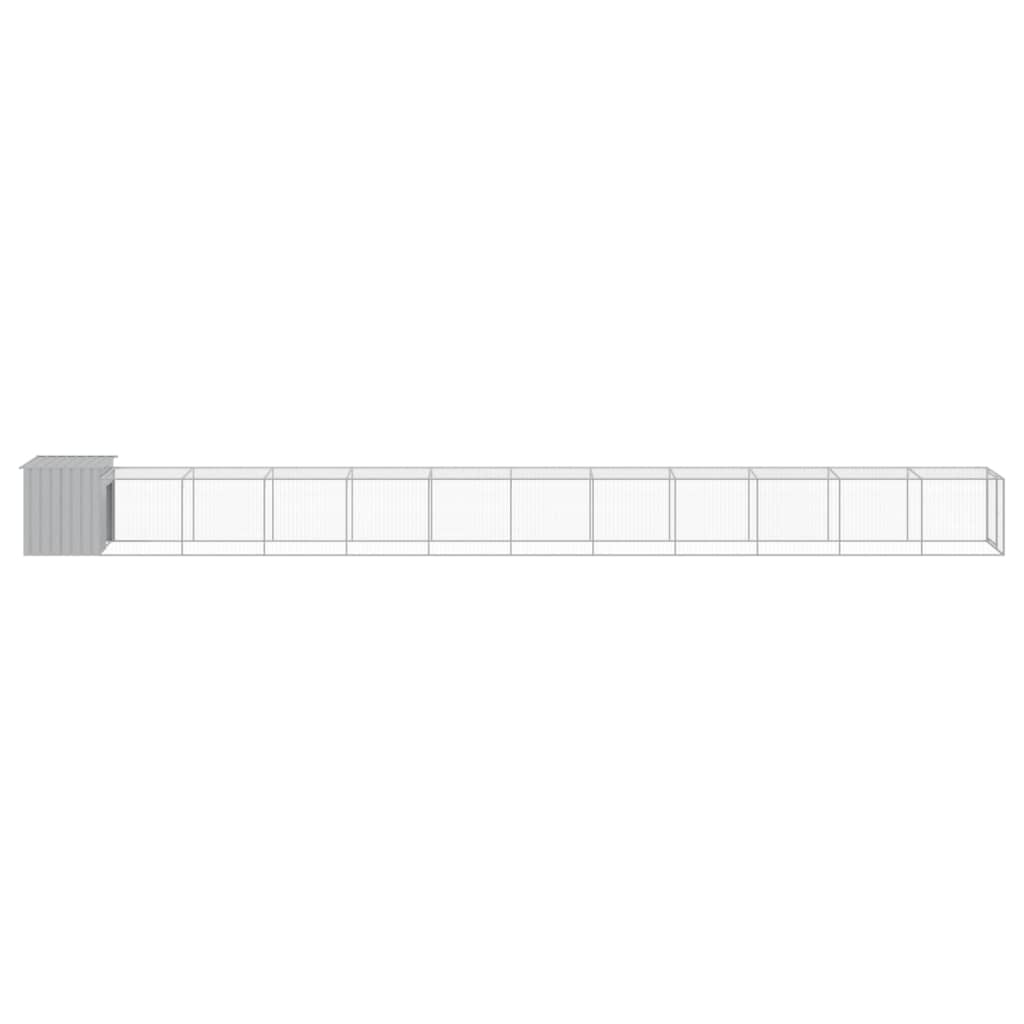Galinheiro com anexo 110x1221x110cm aço galvanizado cinza-claro
