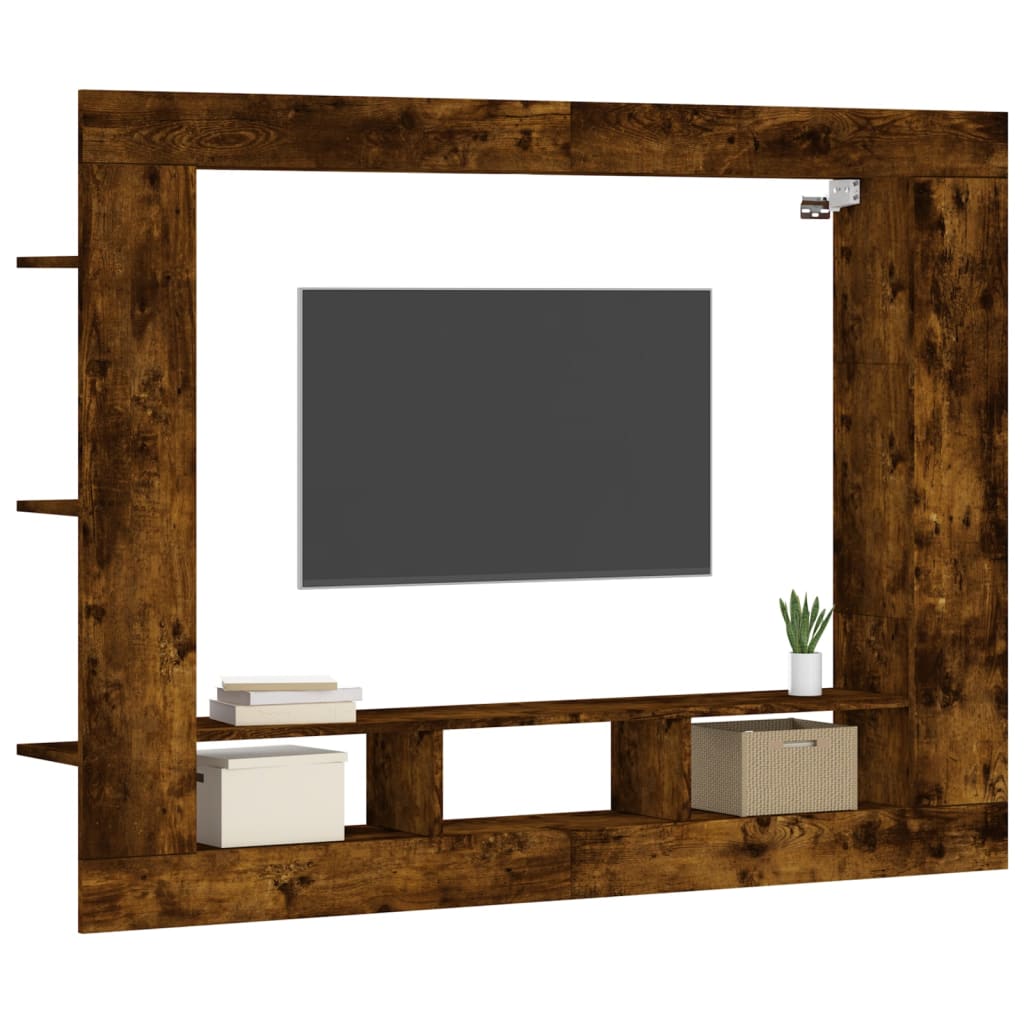 Móvel de TV 152x22x113 cm derivados de madeira carvalho fumado