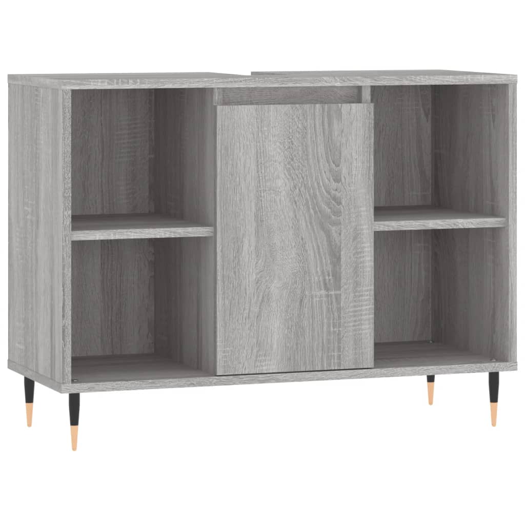 3 pcs Conjunto móveis casa de banho madeira proc. cinza sonoma
