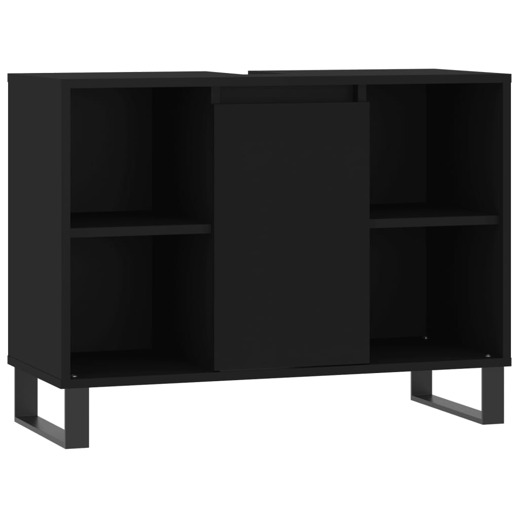 3 pcs conjunto móveis casa de banho derivados de madeira preto