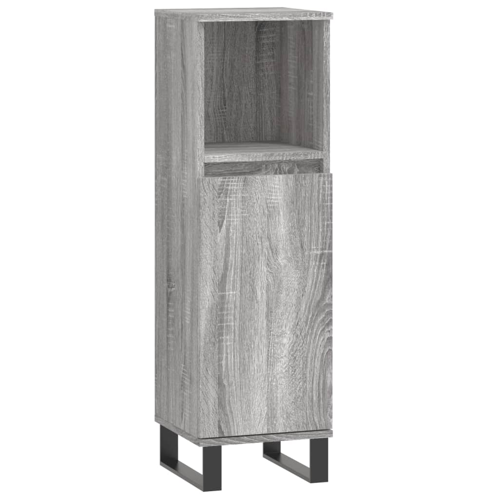 3 pcs Conjunto móveis casa de banho madeira proc. cinza sonoma