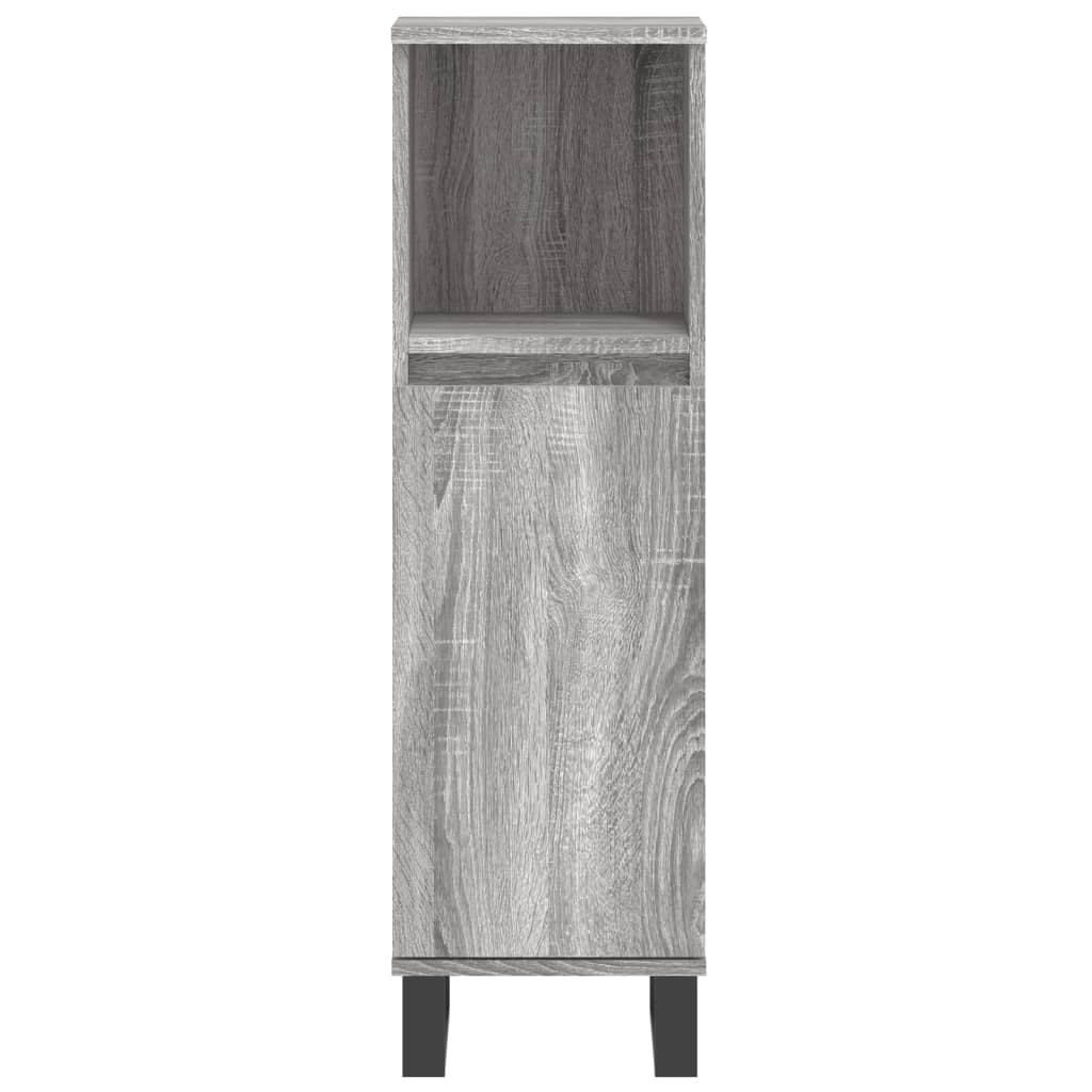 3 pcs Conjunto móveis casa de banho madeira proc. cinza sonoma