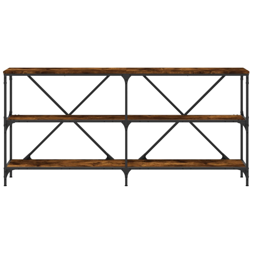 Mesa consola 160x30x75 cm deriv. madeira/ferro carvalho fumado