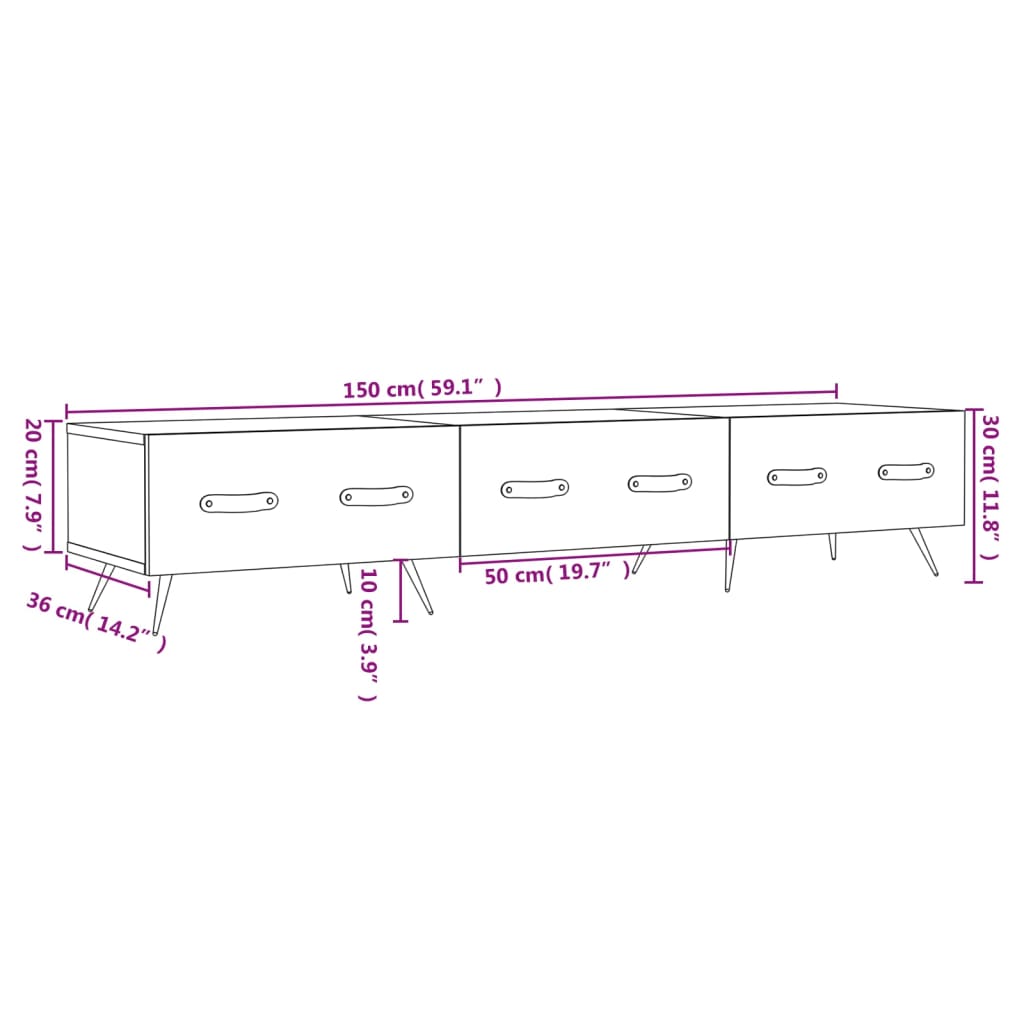 Móvel de TV 150x36x30 cm derivados de madeira cinzento sonoma