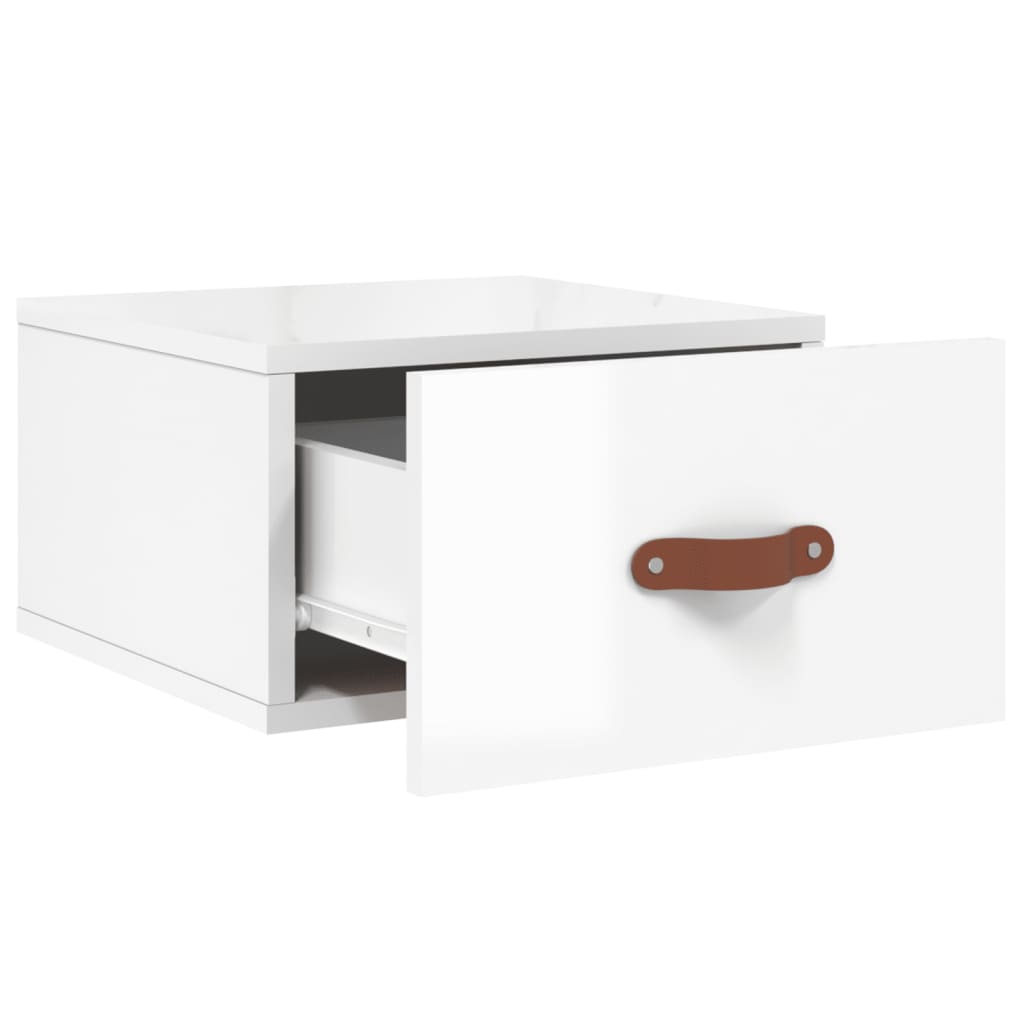 Mesas de cabeceira parede 2 pcs 35x35x20 cm branco brilhante