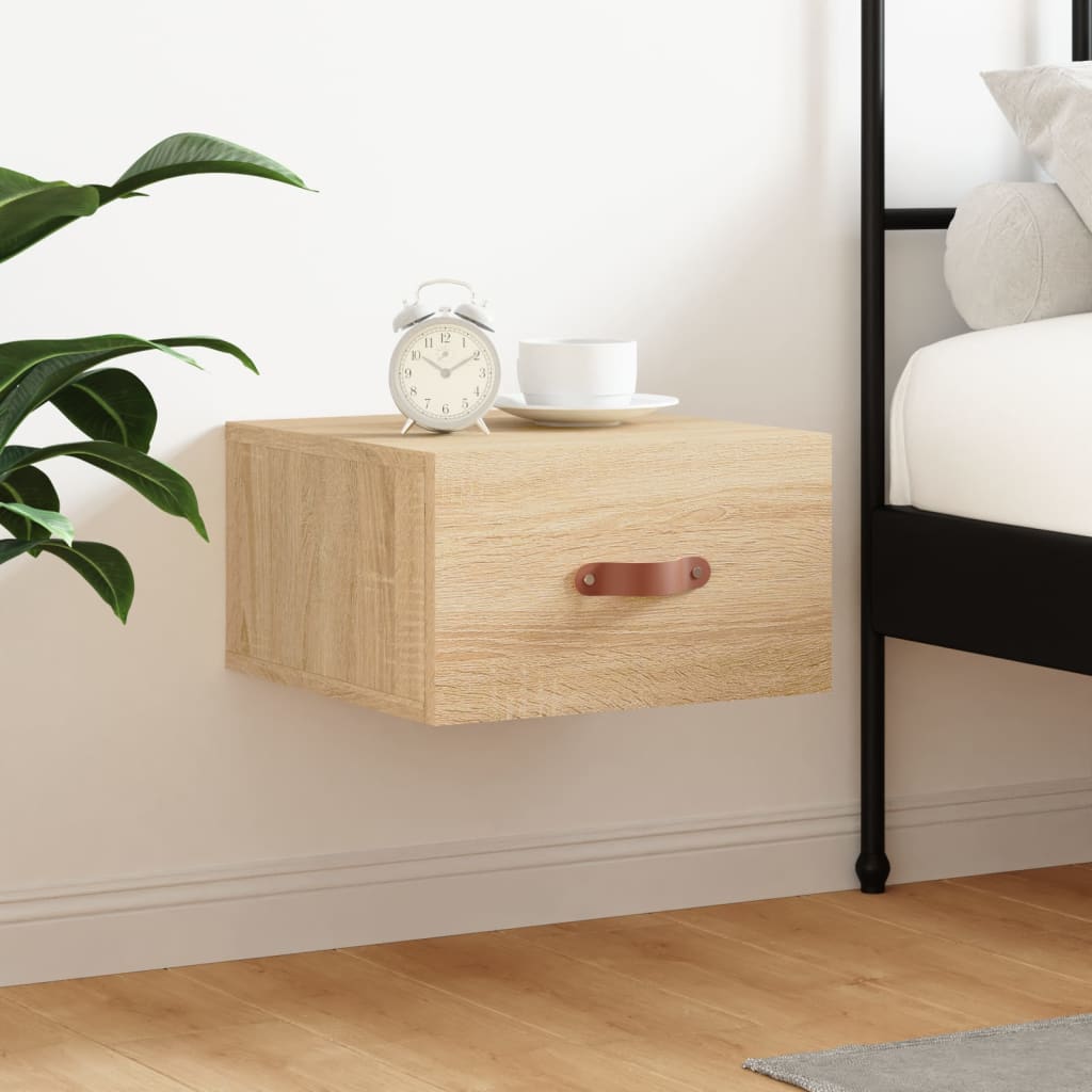 Mesa de cabeceira montagem na parede 35x35x20 cm cor sonoma