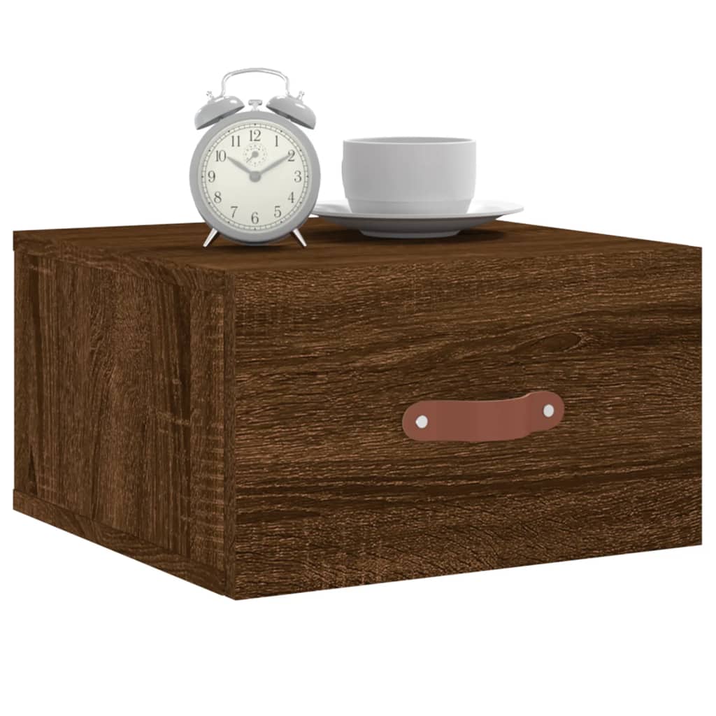 Mesa de cabeceira de parede 35x35x20 cm cor carvalho castanho