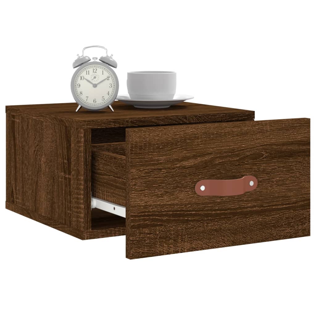 Mesa de cabeceira de parede 35x35x20 cm cor carvalho castanho