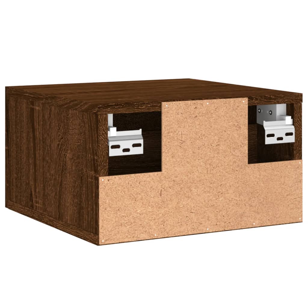 Mesa de cabeceira de parede 35x35x20 cm cor carvalho castanho