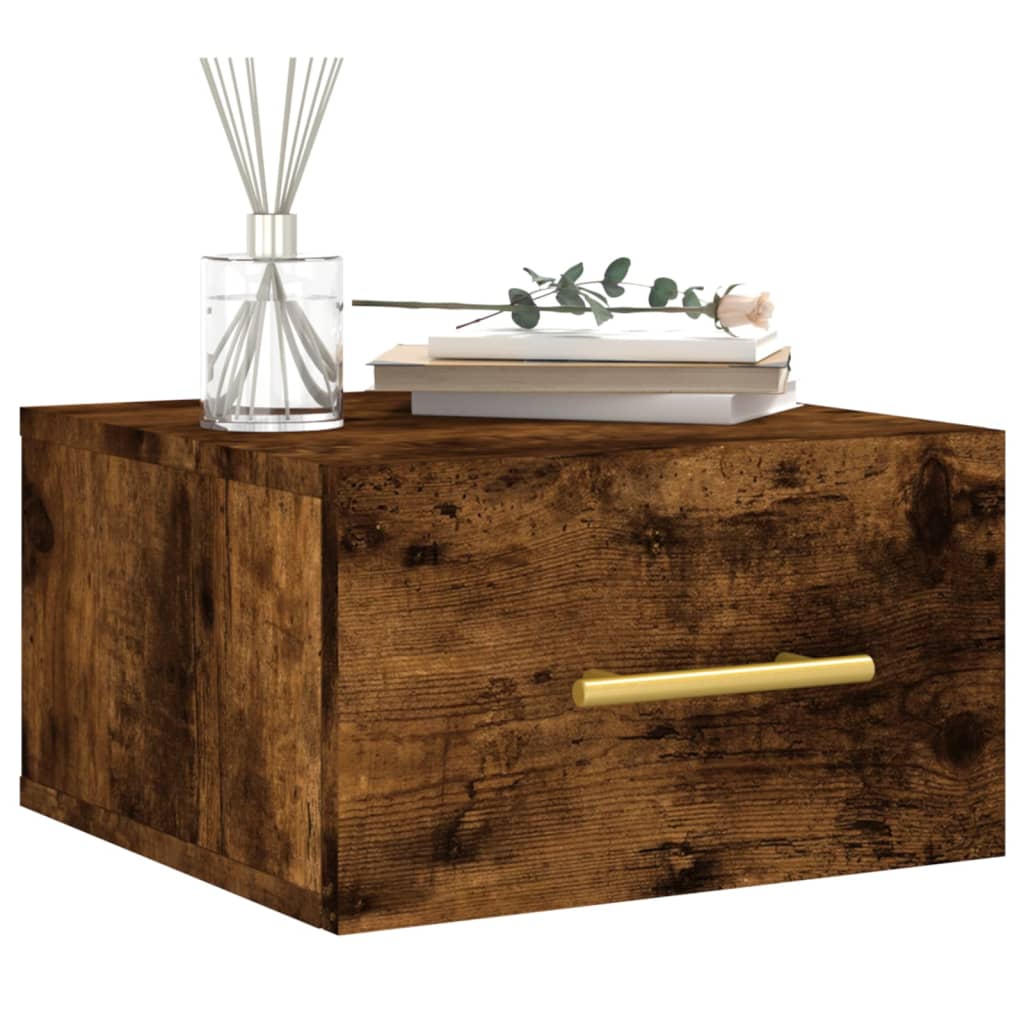 Mesa de cabeceira de parede 35x35x20 cm cor carvalho fumado
