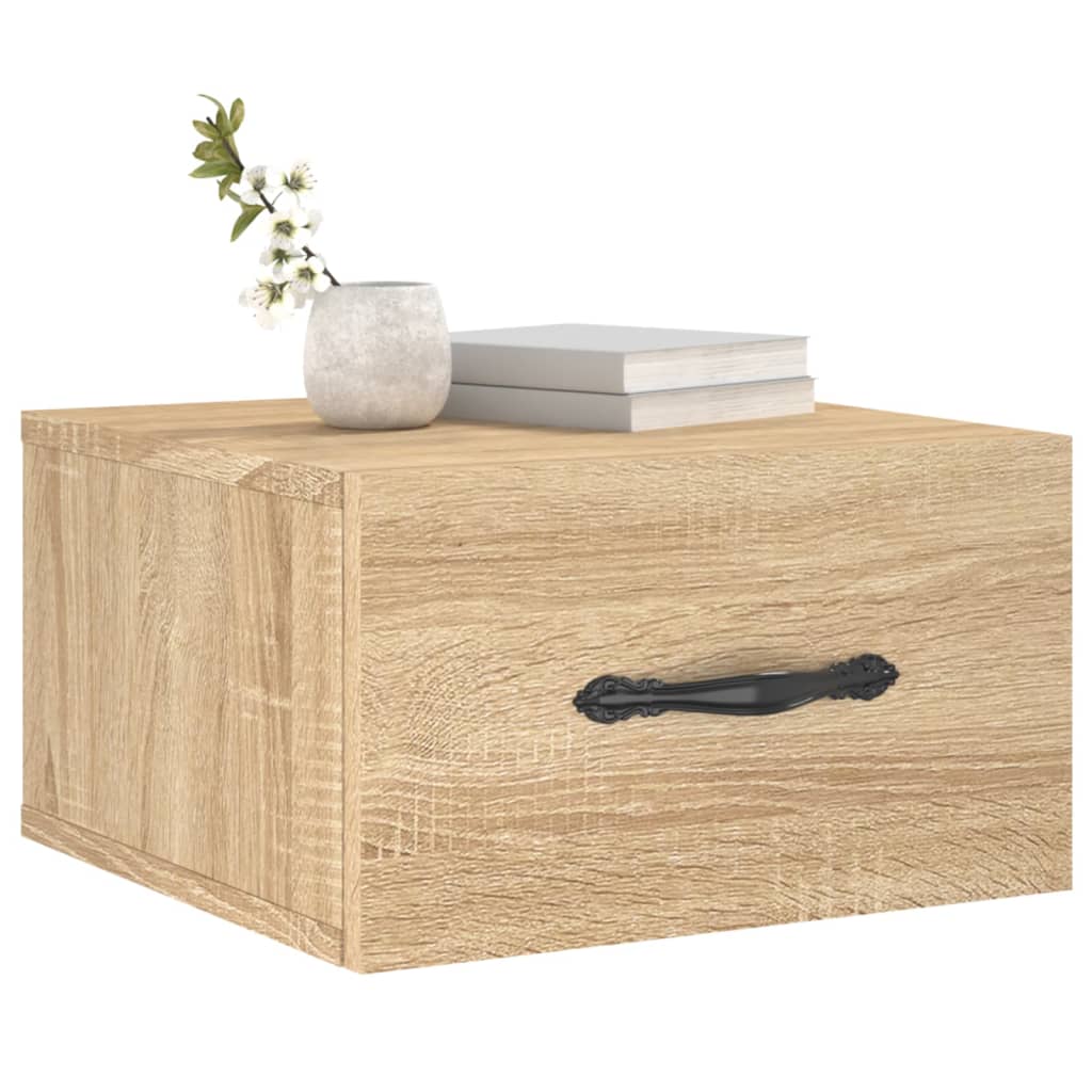 Mesas de cabeceira parede 2 pcs 35x35x20 cm cor carvalho sonoma