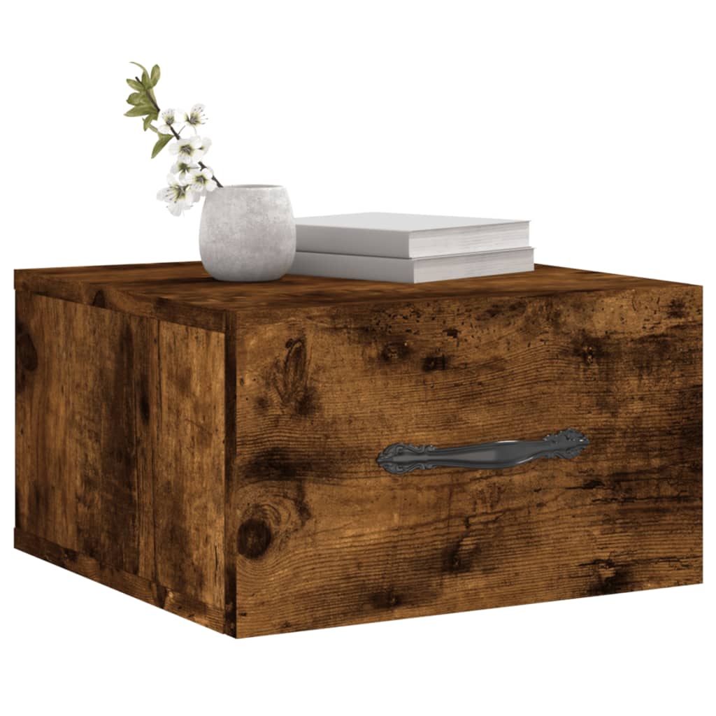 Mesa de cabeceira de parede 35x35x20 cm cor carvalho fumado