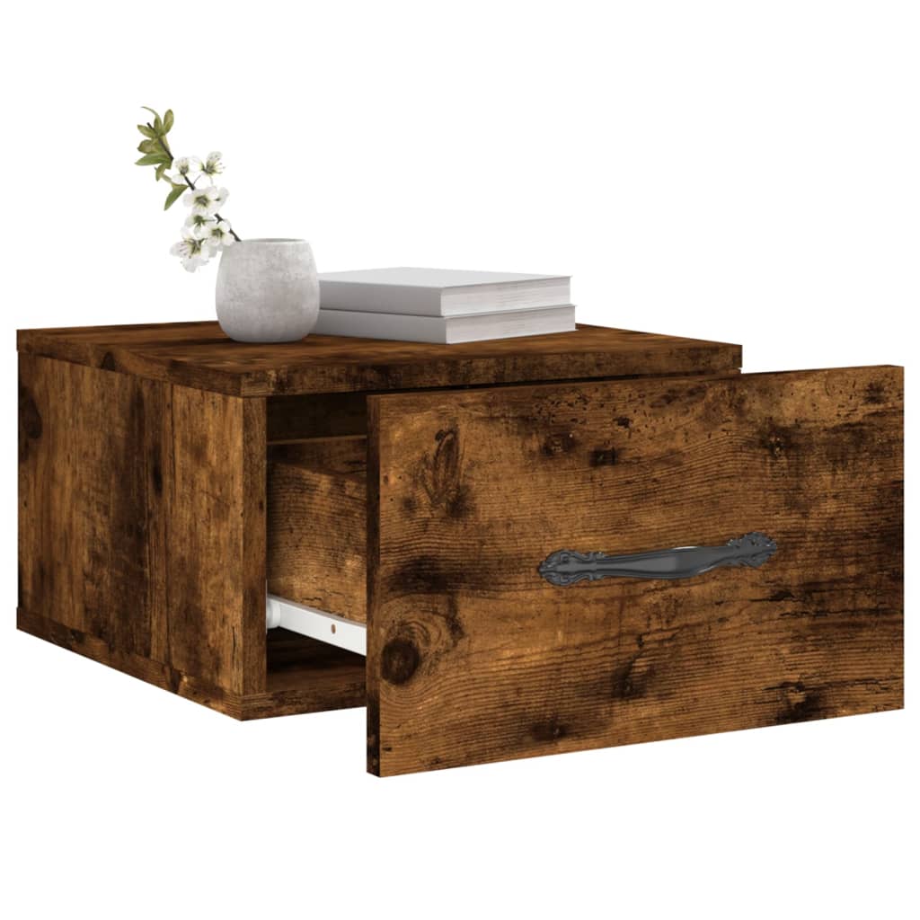 Mesa de cabeceira de parede 35x35x20 cm cor carvalho fumado