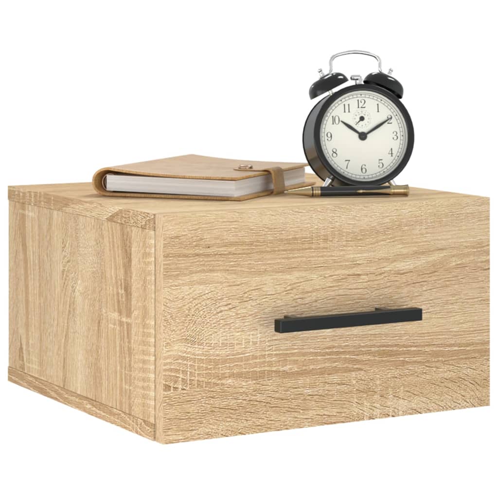 Mesas de cabeceira parede 2 pcs 35x35x20 cm cor carvalho sonoma