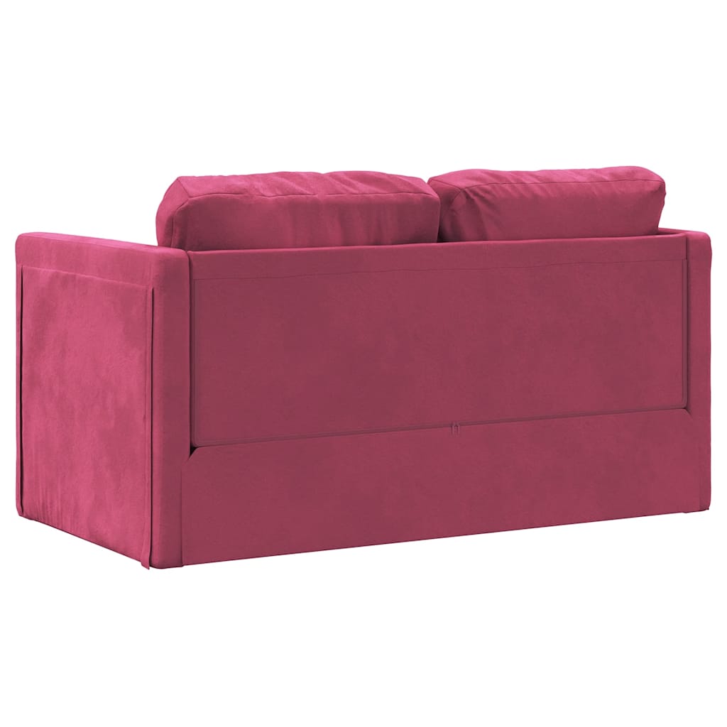 Sofá-cama sem pés 122x204x55 cm veludo vermelho tinto