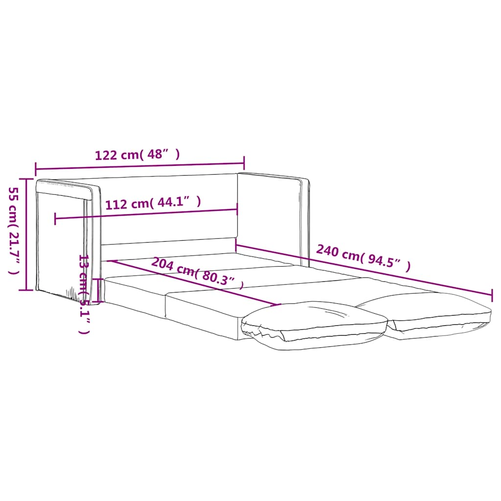 Sofá-cama sem pés 122x204x55 cm veludo amarelo-escuro