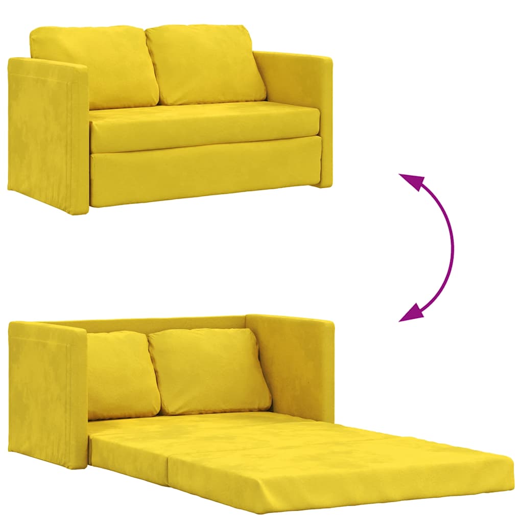 Sofá-cama sem pés 122x204x55 cm veludo amarelo-escuro
