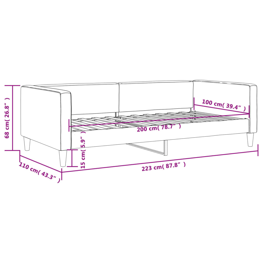 Sofá-cama 100x200 cm tecido cinzento-escuro