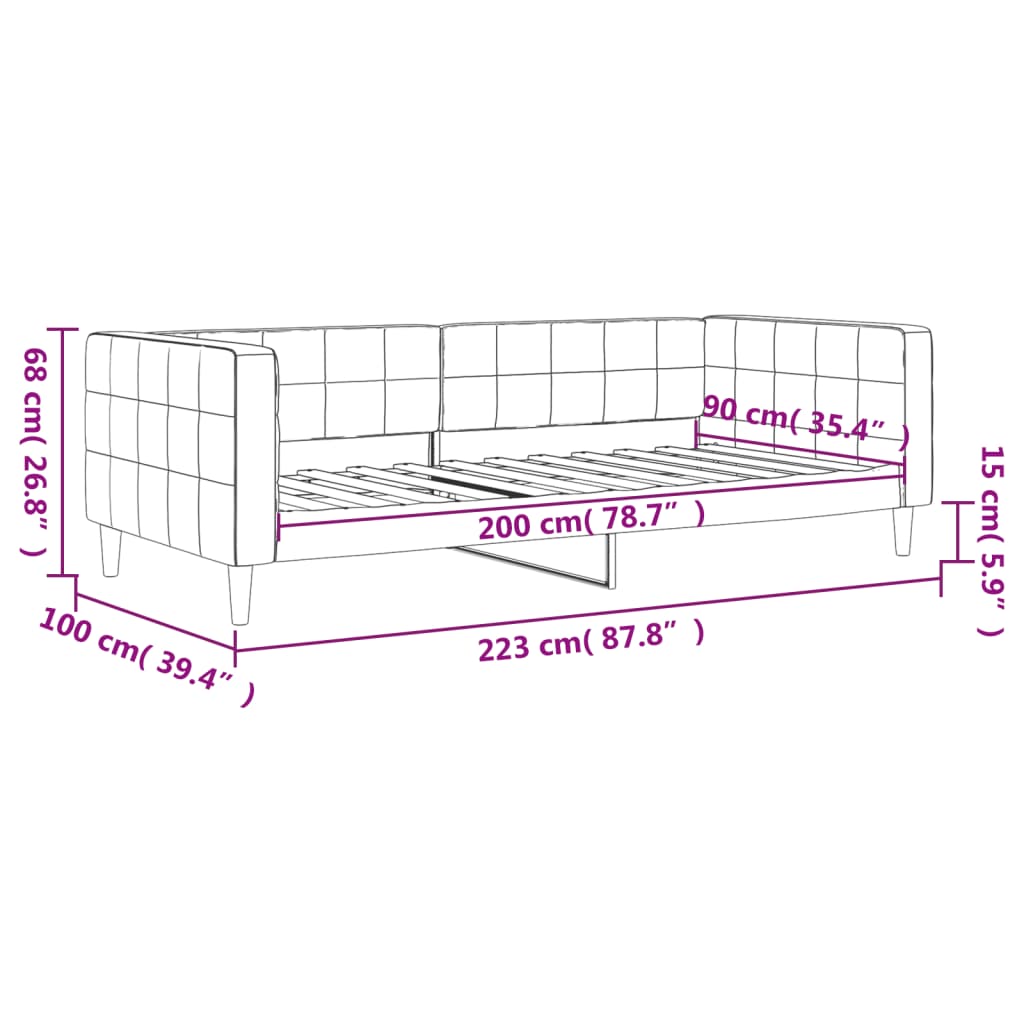 Sofá-cama 90x200 cm veludo cinzento-claro